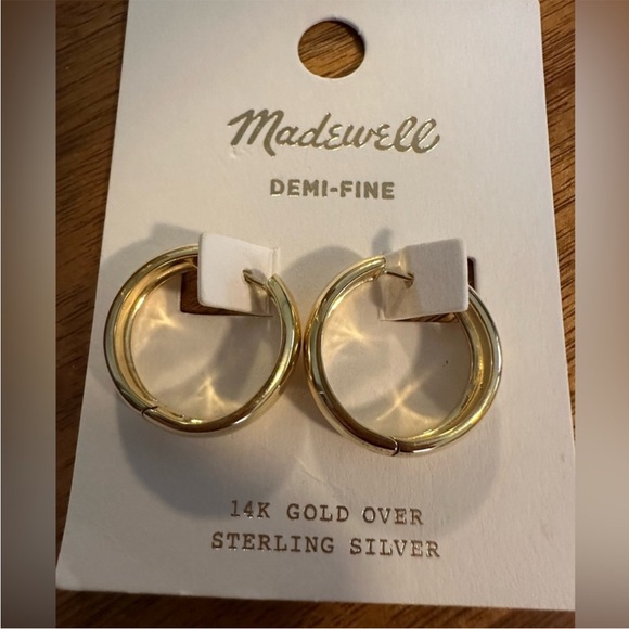 Madewell Demi-Fine Chunky Medium Hoop Earrings 14k gold over sterling silver - Picture 3 of 7